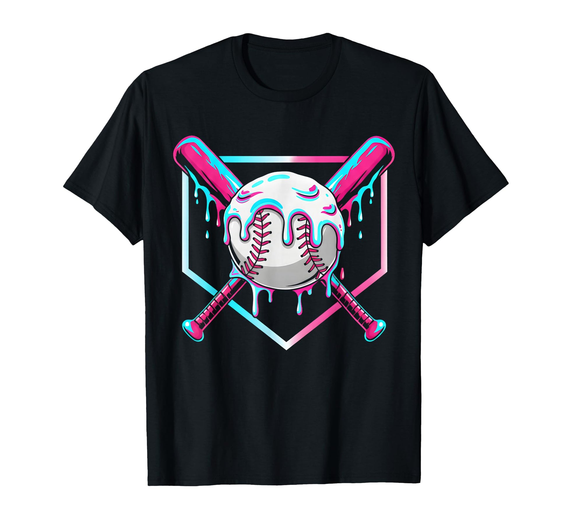 Baseball Drip Ice Cream Drip Baseball T-Shirt - Minimalist Print Men Women - T-Shirt, Sweatshirt, Hoodie