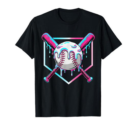 Baseball Drip Ice Cream Drip Baseball T-Shirt - Minimalist Print Men Women - T-Shirt, Sweatshirt, Hoodie