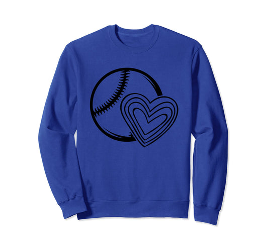 Baseball Heart Love Baseball Sweatshirt - Fun Novelty Design Men Women - T-Shirt, Sweatshirt, Hoodie