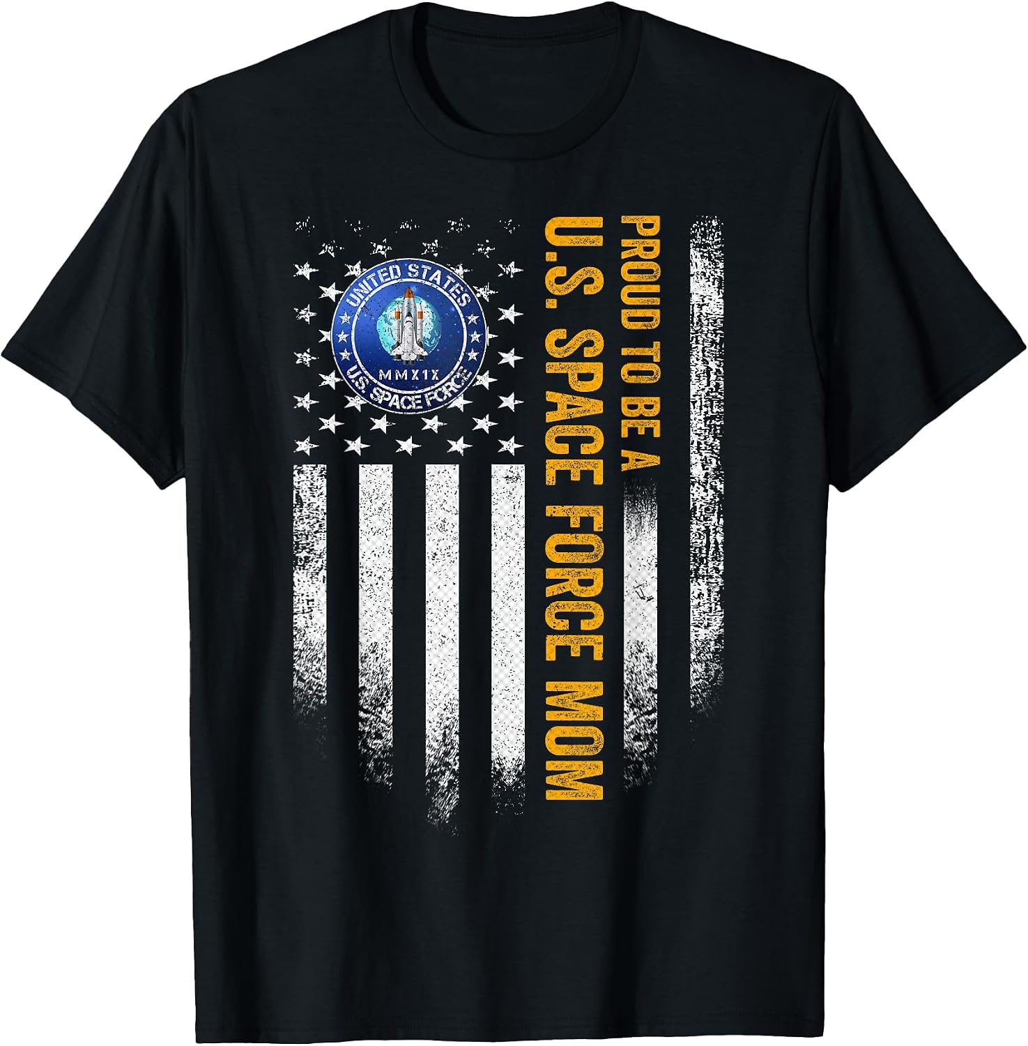 Vintage USA Flag Proud To Be A US Space Force Mom - Adult & Kids T-Shirts, Sweatshirts & Hoodies apparel design preview 1