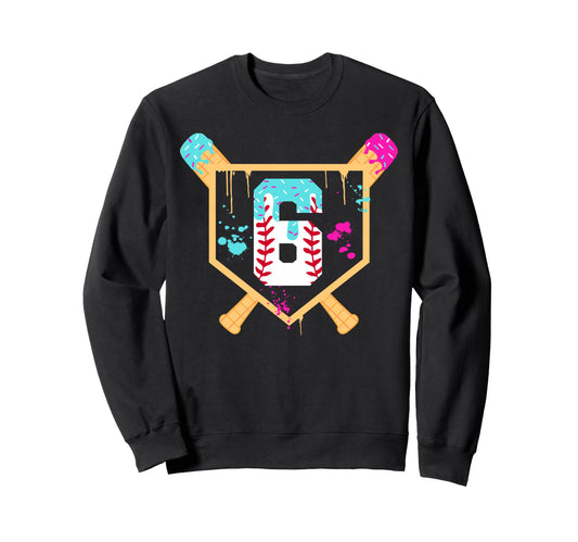 Baseball 6 Year Old Ice Cream Sweatshirt - Casual Everyday Wear Men Women - T-Shirt, Sweatshirt, Hoodie