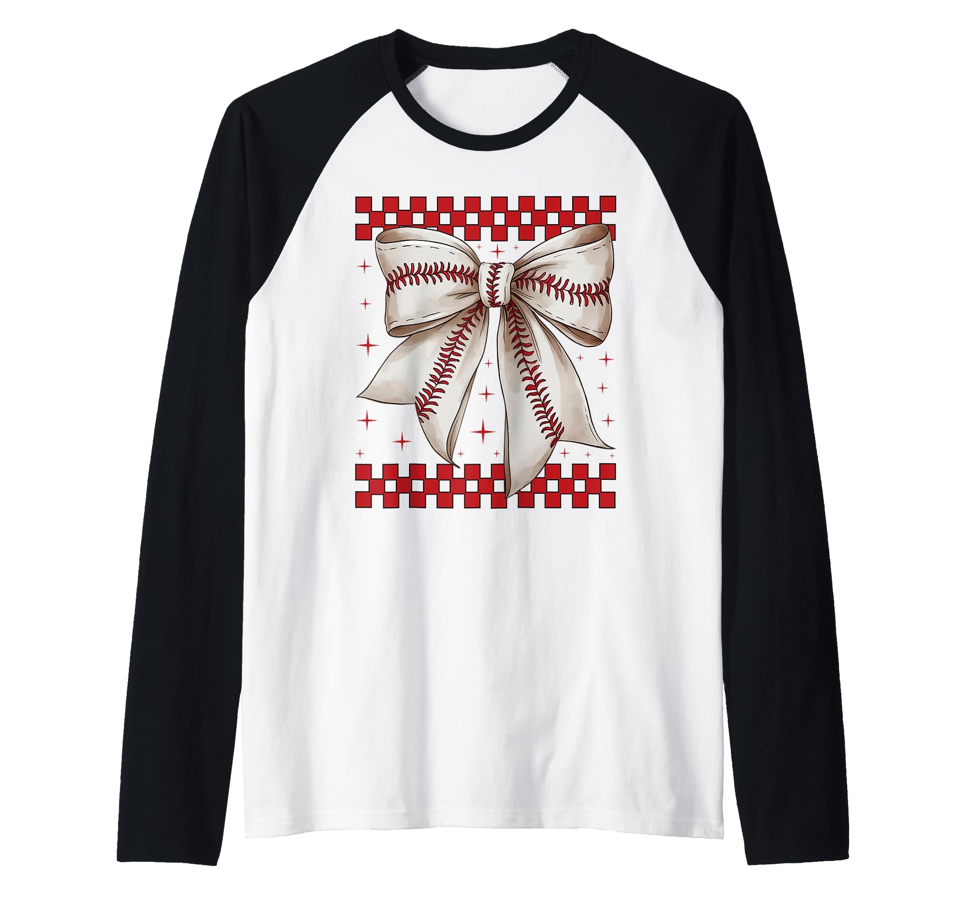 Baseball Bow Softball Gift Ribbon T-Shirt - Custom Art Print Unisex - T-Shirt, Sweatshirt, Hoodie