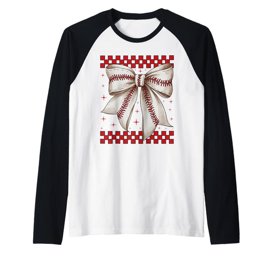 Baseball Bow Softball Gift Ribbon T-Shirt - Custom Art Print Unisex - T-Shirt, Sweatshirt, Hoodie