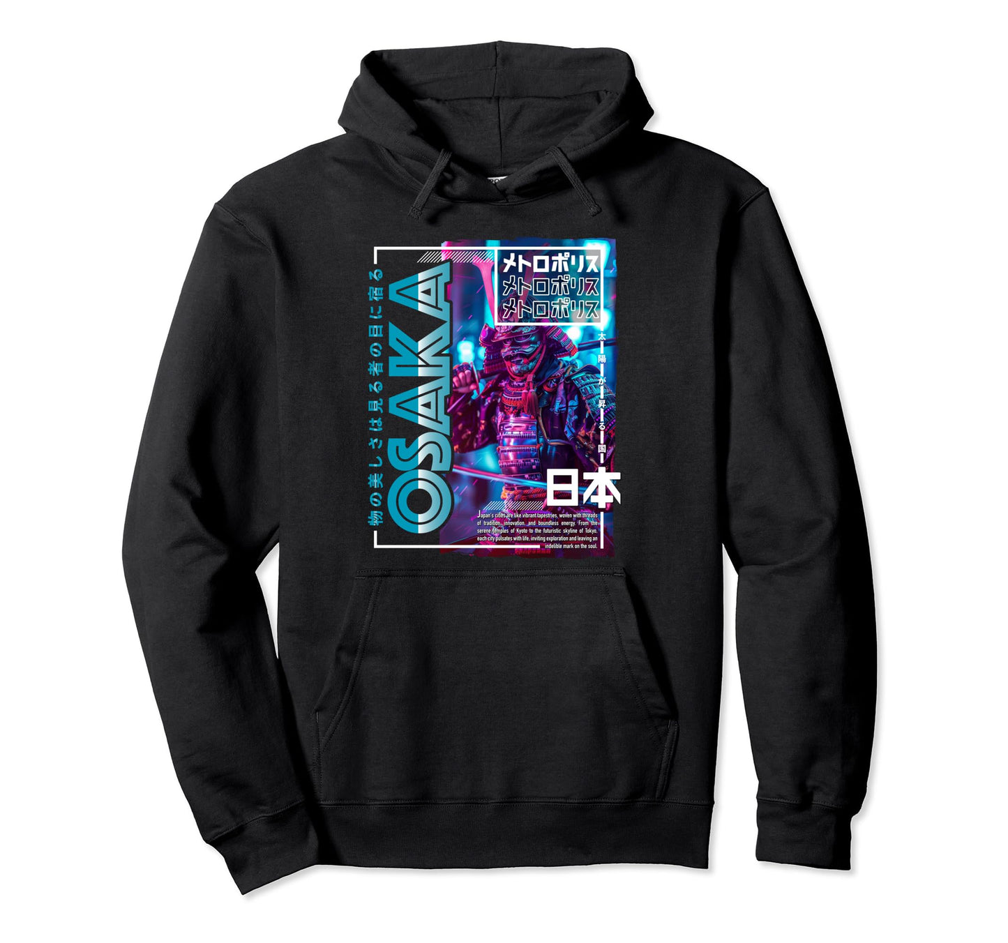 Osaka City 80S Synthwave Samurai Japan Osaka Hoodie - Unique Graphic Unisex - T-Shirt, Sweatshirt, Hoodie