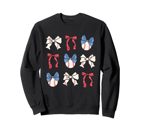 Baseball Bow Trendy Sports Sweatshirt - Casual Everyday Wear Men Women - T-Shirt, Sweatshirt, Hoodie