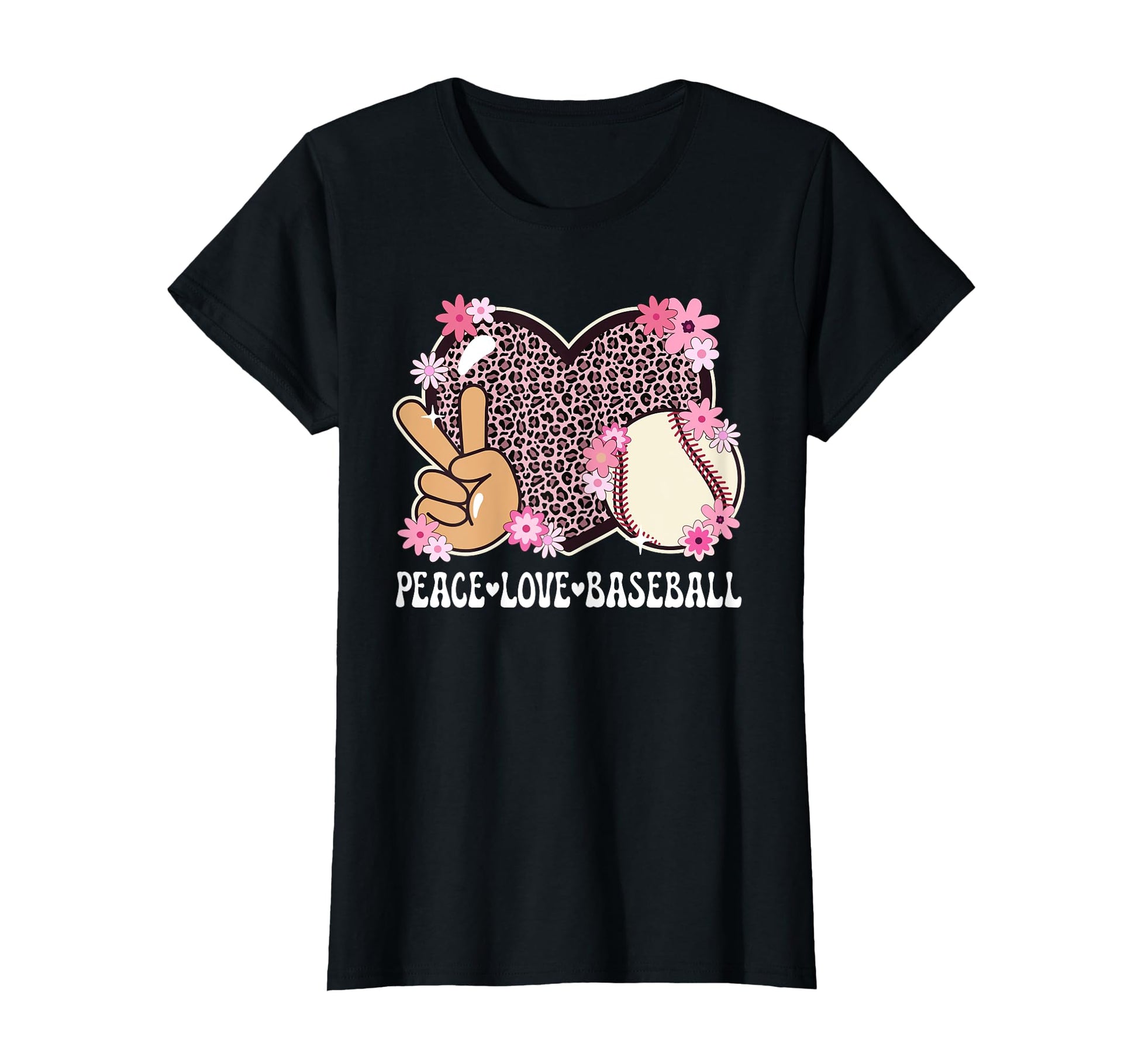 Peace Love Baseball Lover Leopard T-Shirt - Novelty Apparel Men Women - T-Shirt, Sweatshirt, Hoodie
