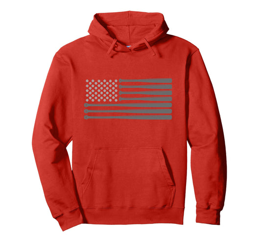 American Flag Baseball Baseball Hoodie - Casual Everyday Wear Unisex - T-Shirt, Sweatshirt, Hoodie