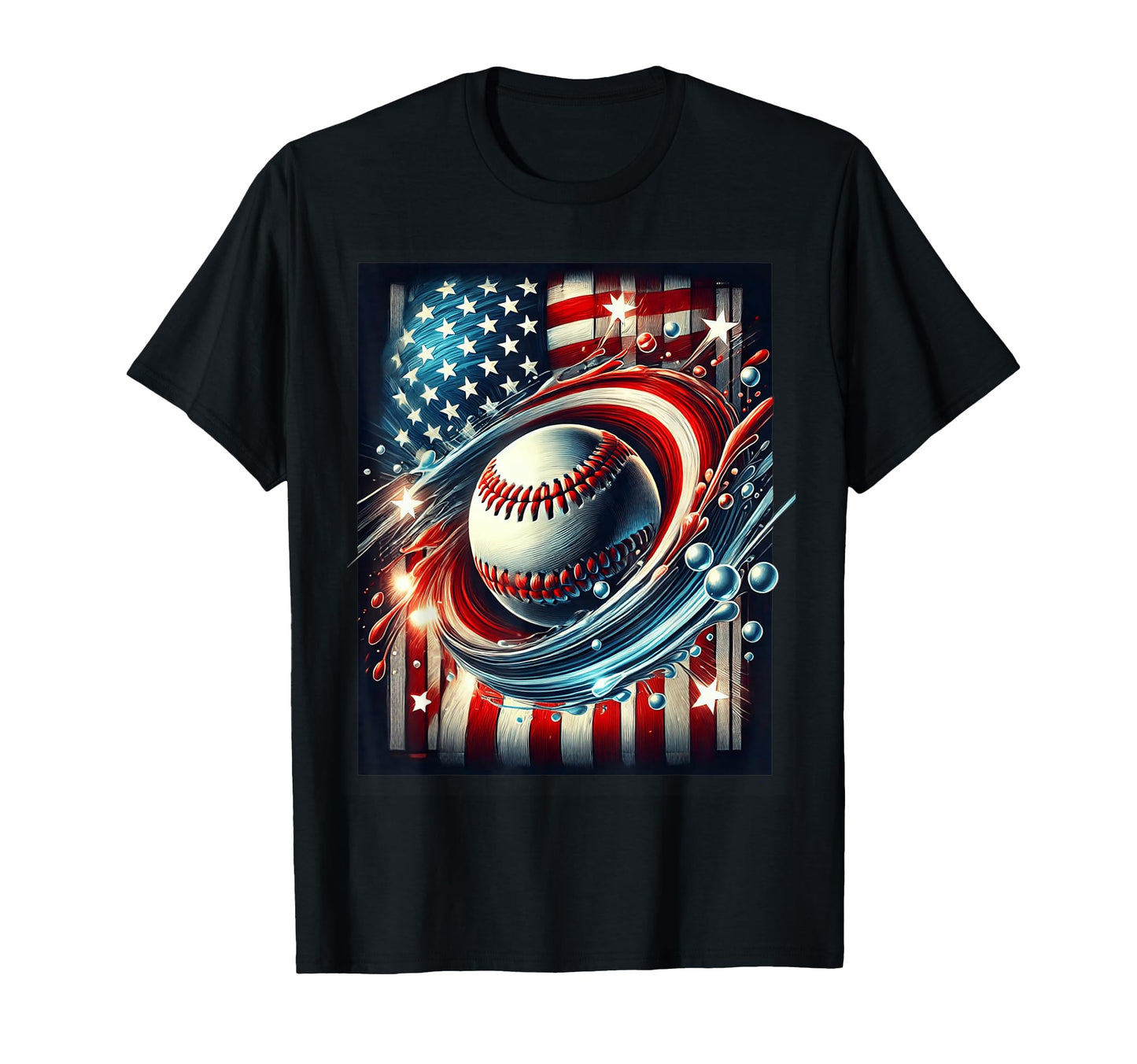 Baseball 4Th July Usa American Flag T-Shirt - Fun Novelty Design Unisex - T-Shirt, Sweatshirt, Hoodie