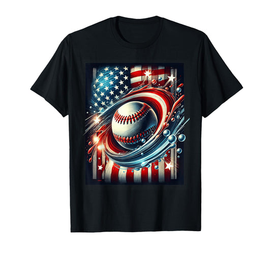 Baseball 4Th July Usa American Flag T-Shirt - Fun Novelty Design Unisex - T-Shirt, Sweatshirt, Hoodie