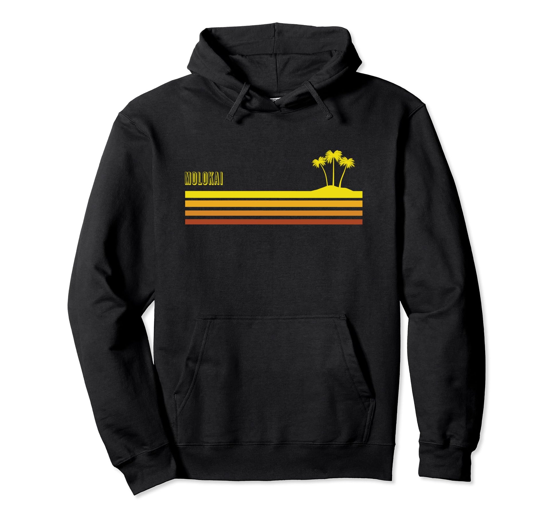 Molokai Beach 70S Striped Palm Tree Hoodie - Graphic Print for Adults - T-Shirt, Sweatshirt, Hoodie