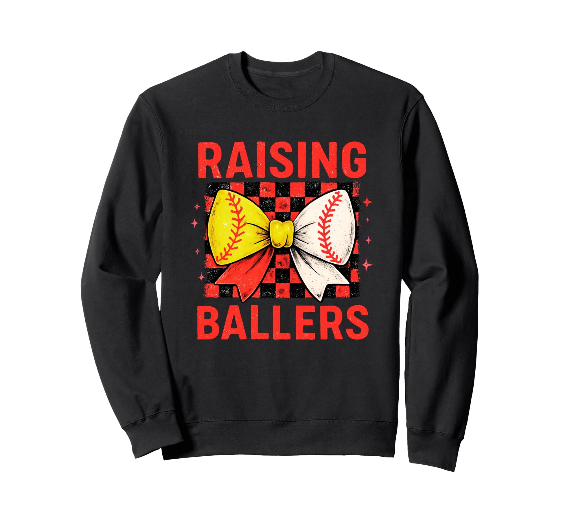 Raising Ballers Checkered Bow Sweatshirt - Novelty Apparel Men Women - T-Shirt, Sweatshirt, Hoodie