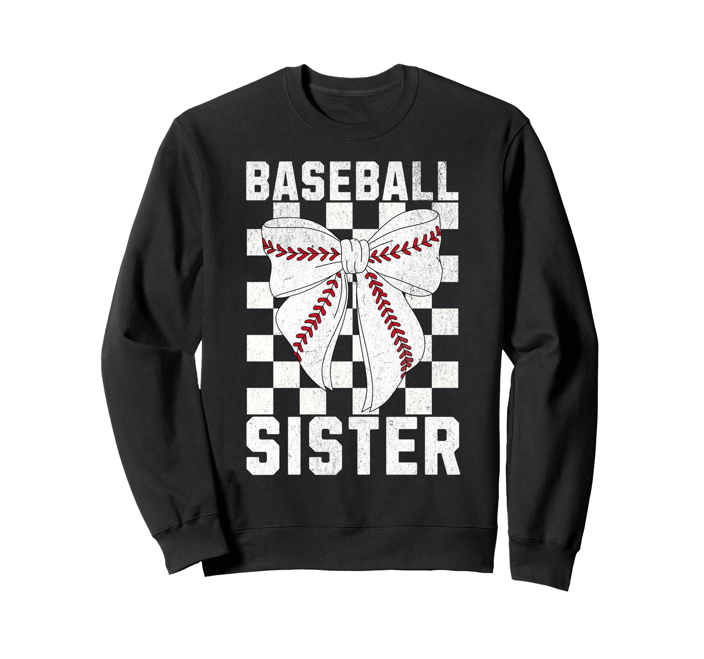 Baseball Sister Coquette Bow Sis Sweatshirt - Minimalist Print for Adults - T-Shirt, Sweatshirt, Hoodie