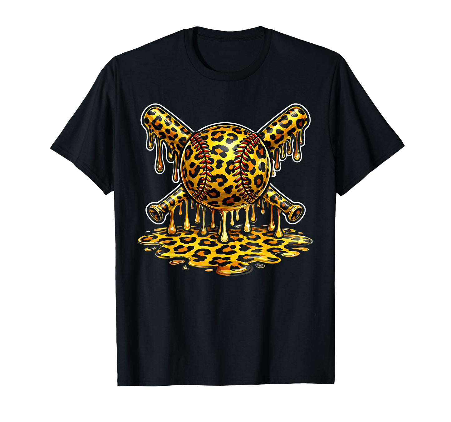 Leopard Baseball Drip Womans T-Shirt - Minimalist Print for Adults - T-Shirt, Sweatshirt, Hoodie