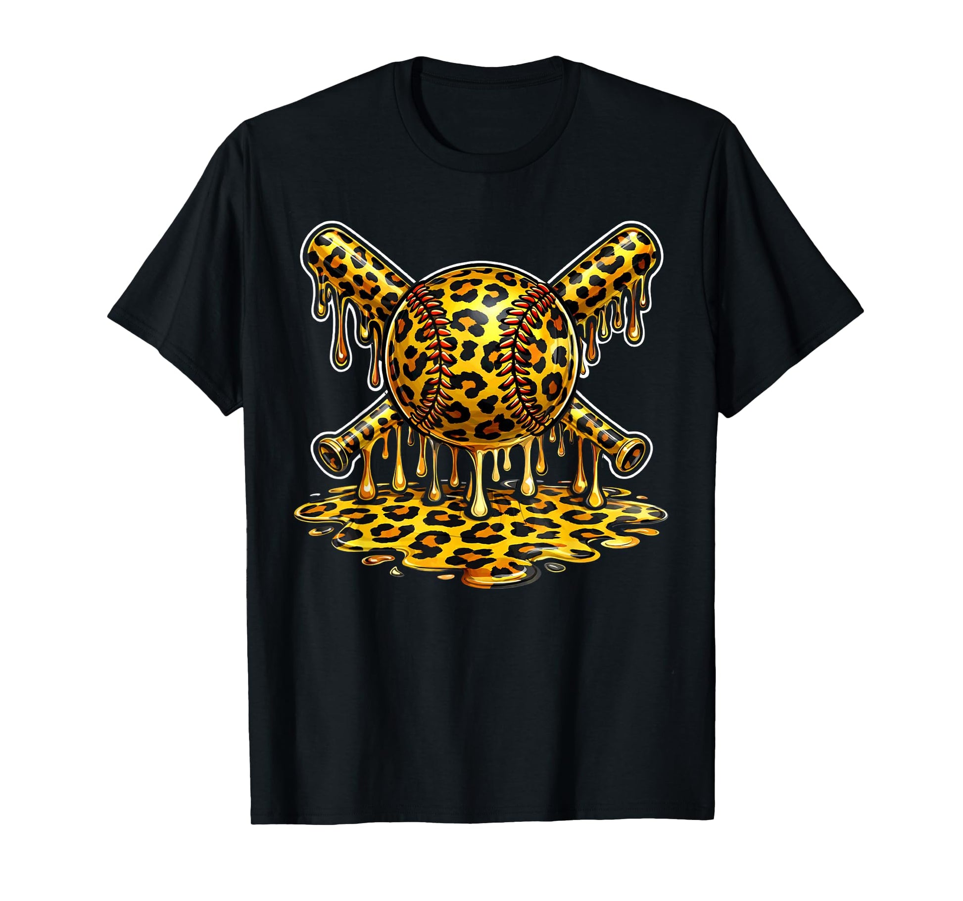 Leopard Baseball Drip Womans T-Shirt - Minimalist Print for Adults - T-Shirt, Sweatshirt, Hoodie