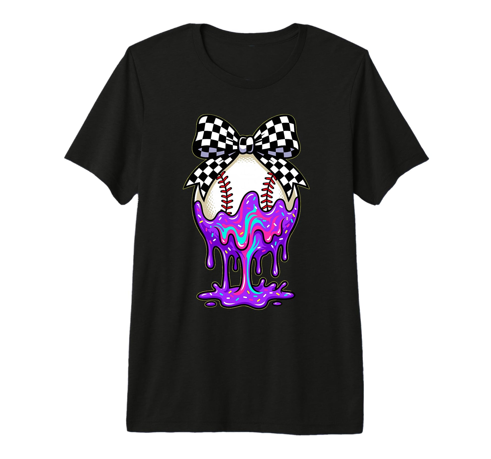 Softball Coquette Bow Dripping Slime T-Shirt - Minimalist Print Men Women - T-Shirt, Sweatshirt, Hoodie