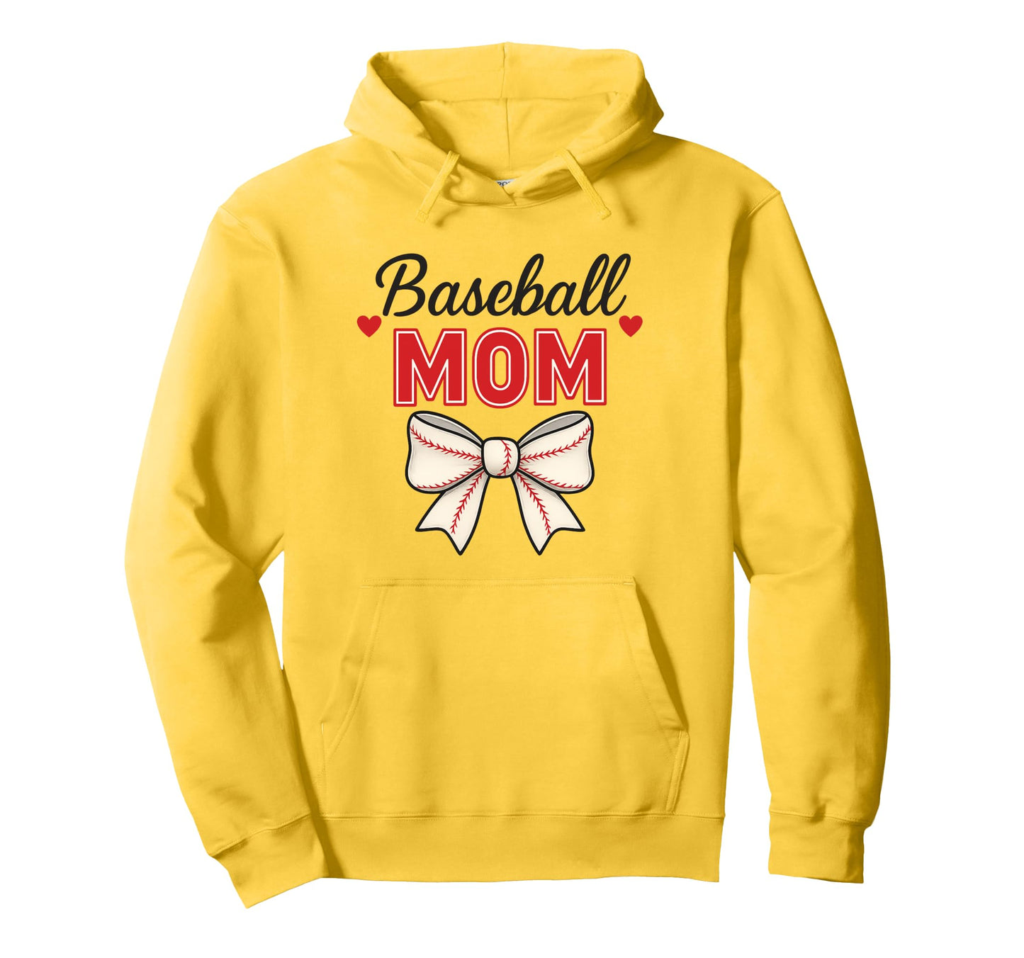 Baseball Mom Red Stitch Coquette Bow Hoodie - Fun Novelty Design Men Women - T-Shirt, Sweatshirt, Hoodie