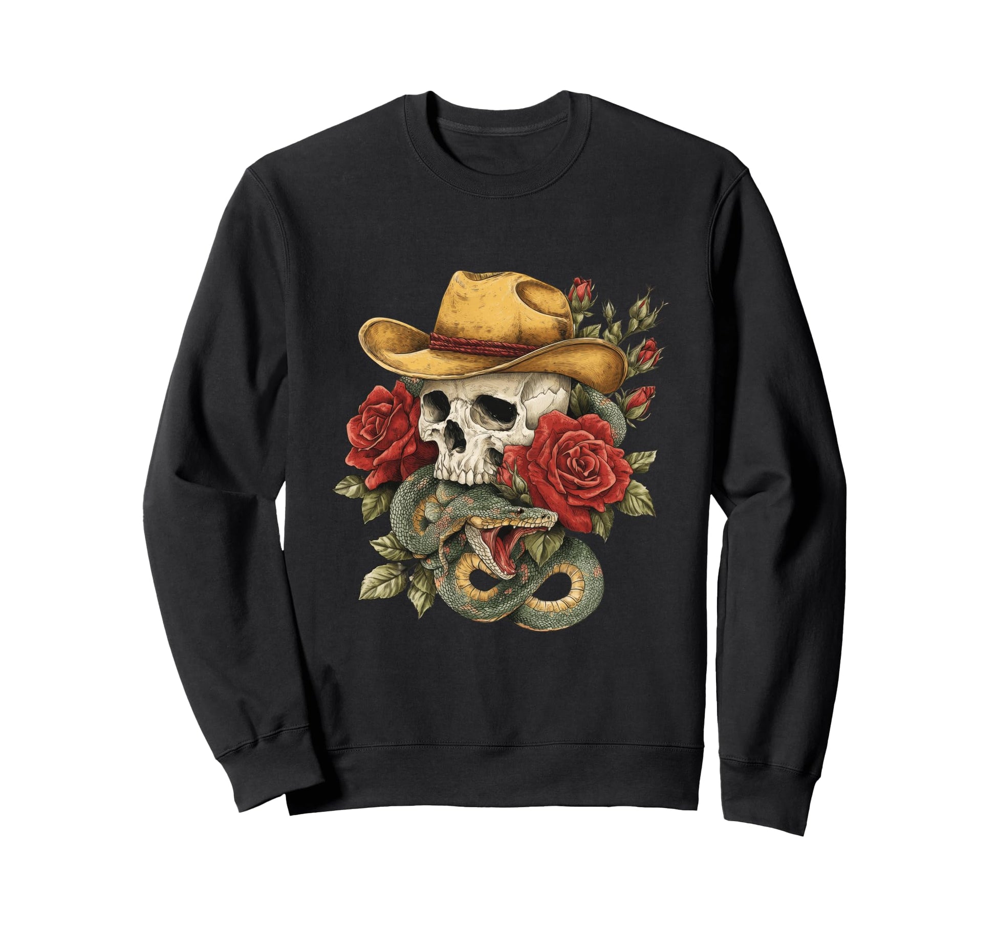 Aesthetic Western Skull Snake Cowboy Sweatshirt - Novelty Apparel Unisex - T-Shirt, Sweatshirt, Hoodie