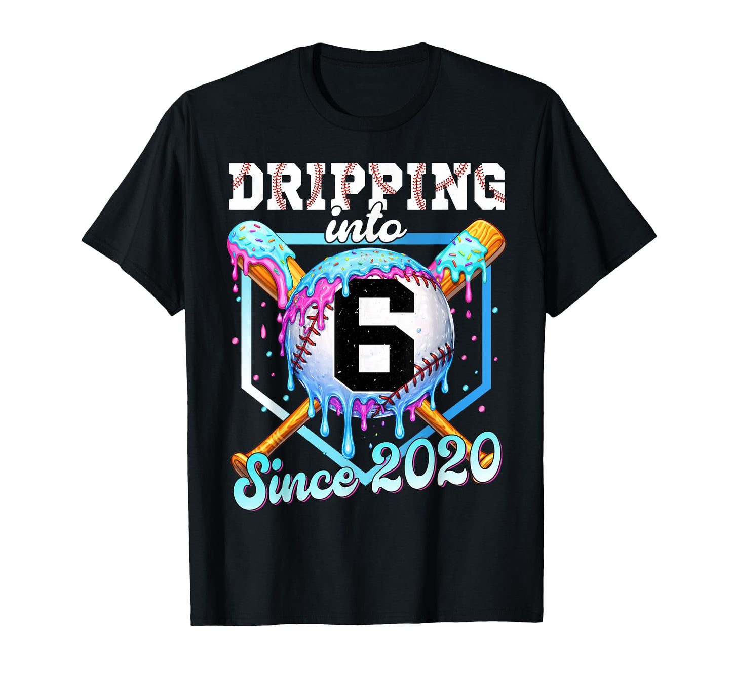 6 Years Old Baseball Ice Cream 6Th T-Shirt - Aesthetic Graphic for Adults - T-Shirt, Sweatshirt, Hoodie