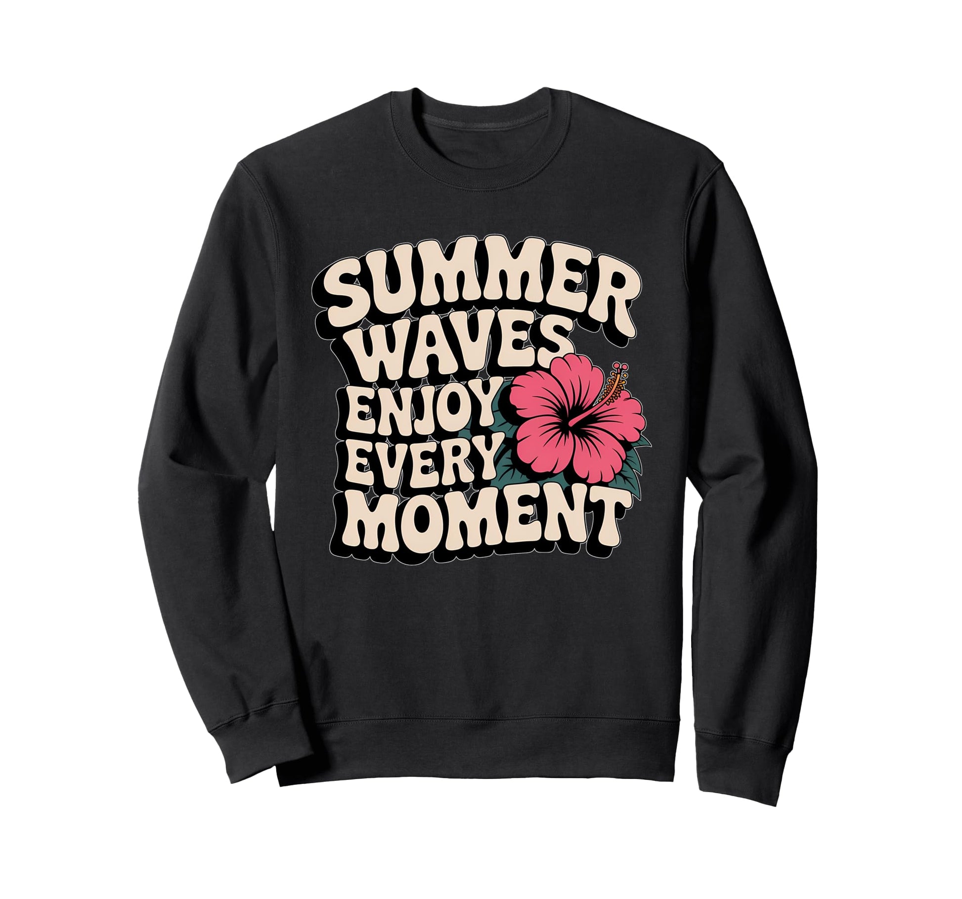 Summer Waves Typography Summer Vibes Sweatshirt - Minimalist Print Unisex - T-Shirt, Sweatshirt, Hoodie