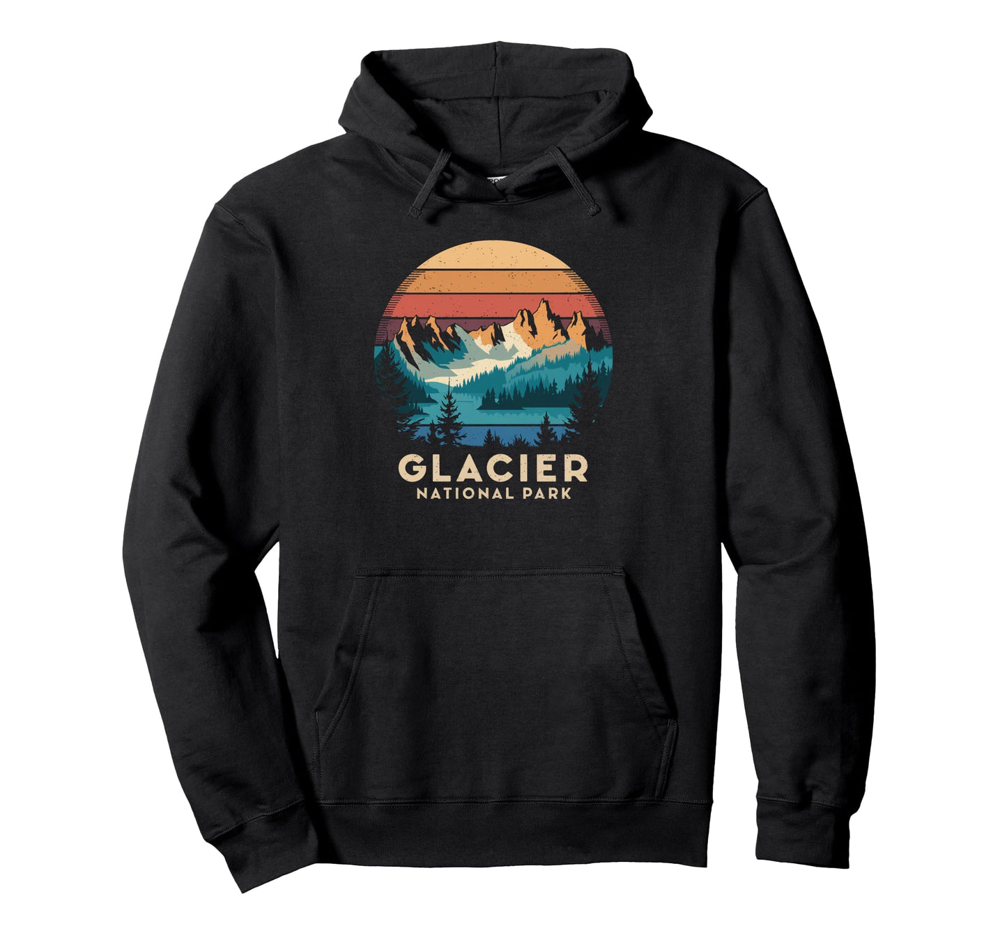 Glacier National Park Scenic Montana Hoodie - Minimalist Print for Adults - T-Shirt, Sweatshirt, Hoodie