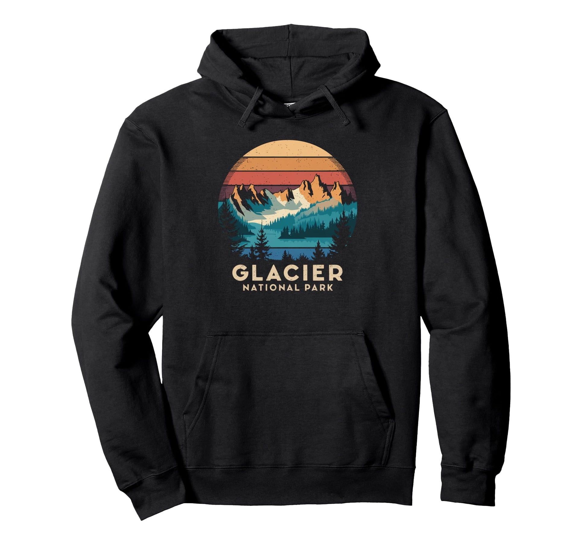 Glacier National Park Scenic Montana Hoodie - Minimalist Print for Adults - T-Shirt, Sweatshirt, Hoodie
