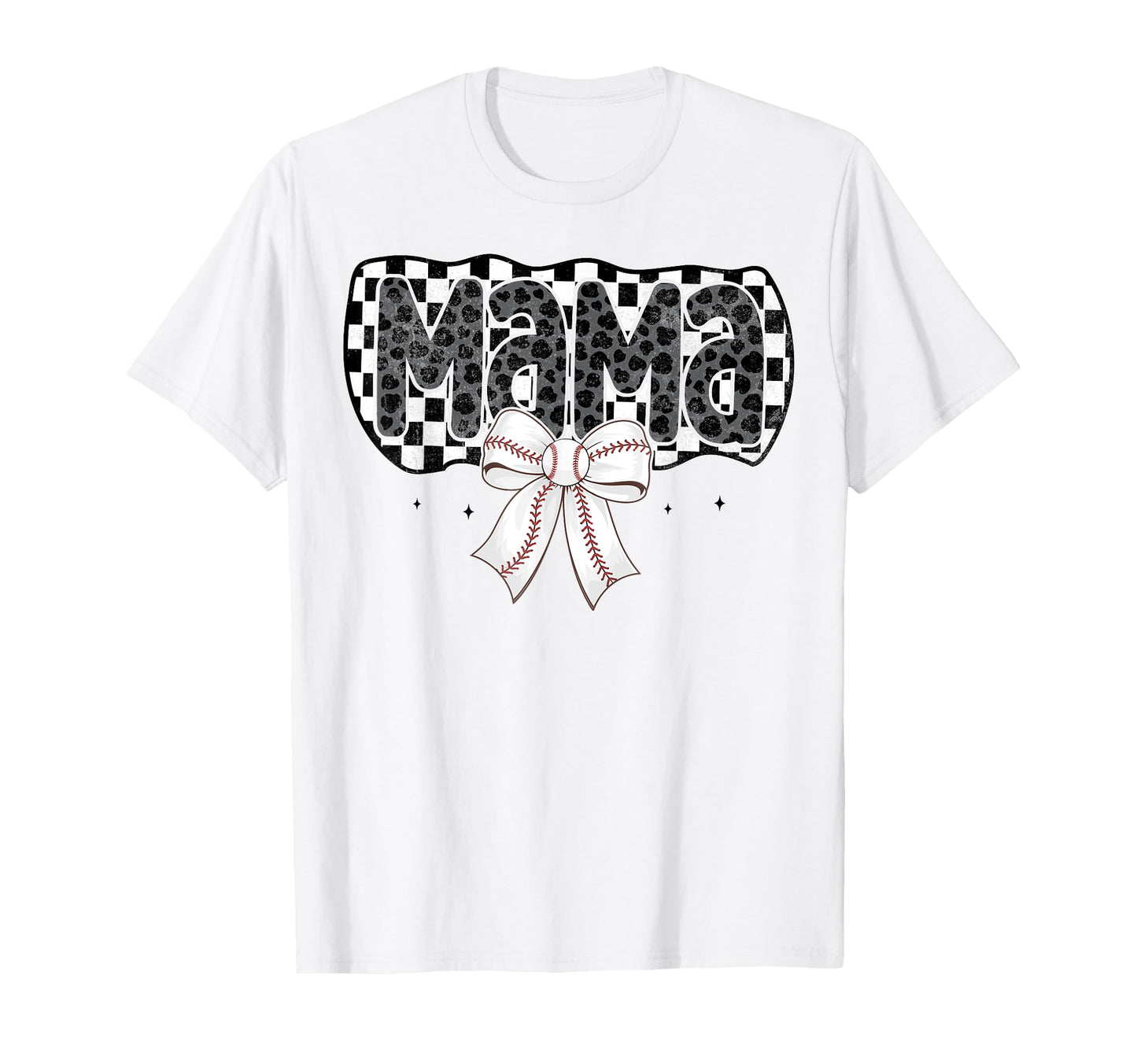 Baseball Checkered Mama Coquette Bow T-Shirt - Novelty Apparel Unisex - T-Shirt, Sweatshirt, Hoodie