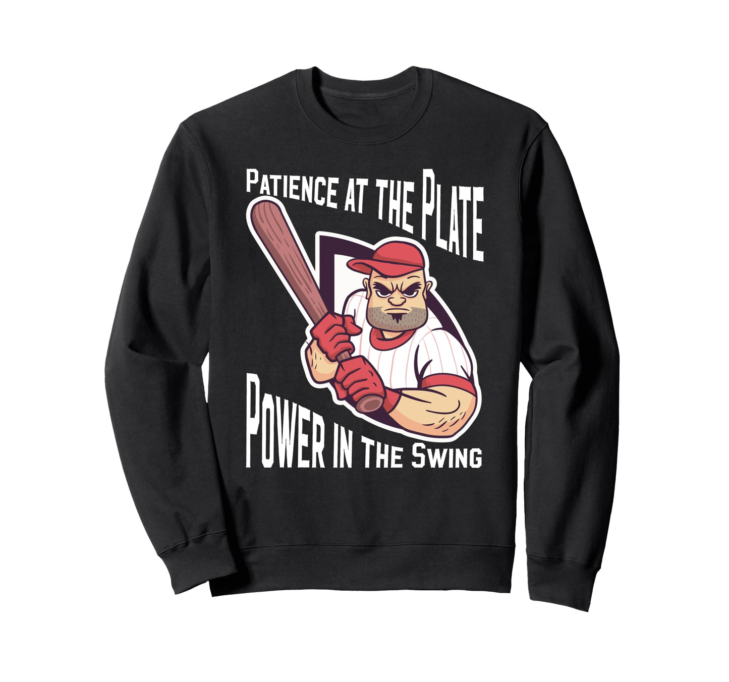 Patience Plate Power Swing Baseball Sweatshirt - Unique Graphic Unisex - T-Shirt, Sweatshirt, Hoodie
