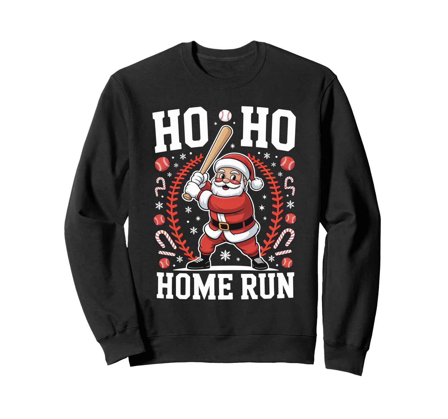 Ho Ho Home Run Baseball Funny Sweatshirt - Minimalist Print for Adults - T-Shirt, Sweatshirt, Hoodie