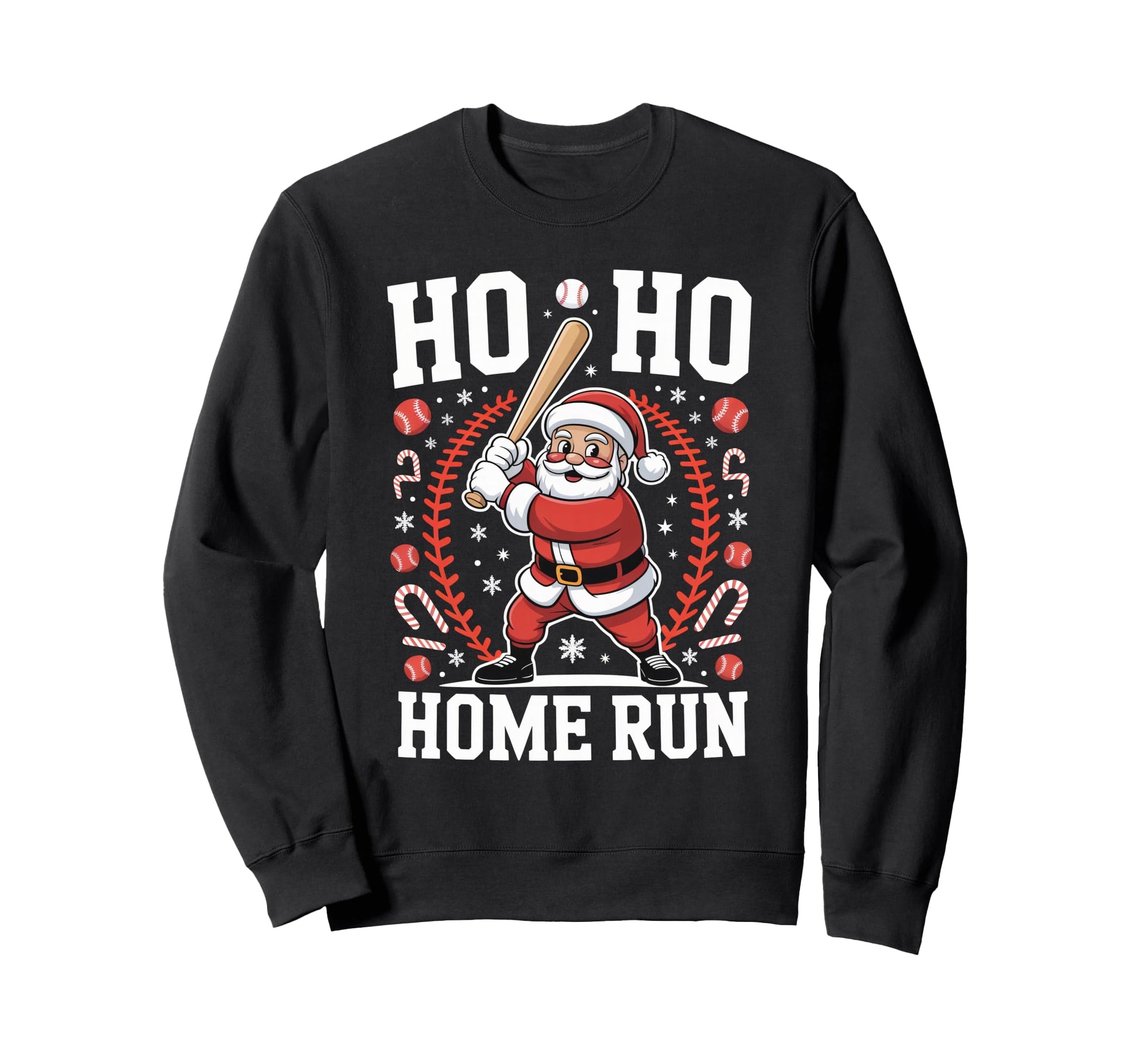 Ho Ho Home Run Baseball Funny Sweatshirt - Minimalist Print for Adults - T-Shirt, Sweatshirt, Hoodie