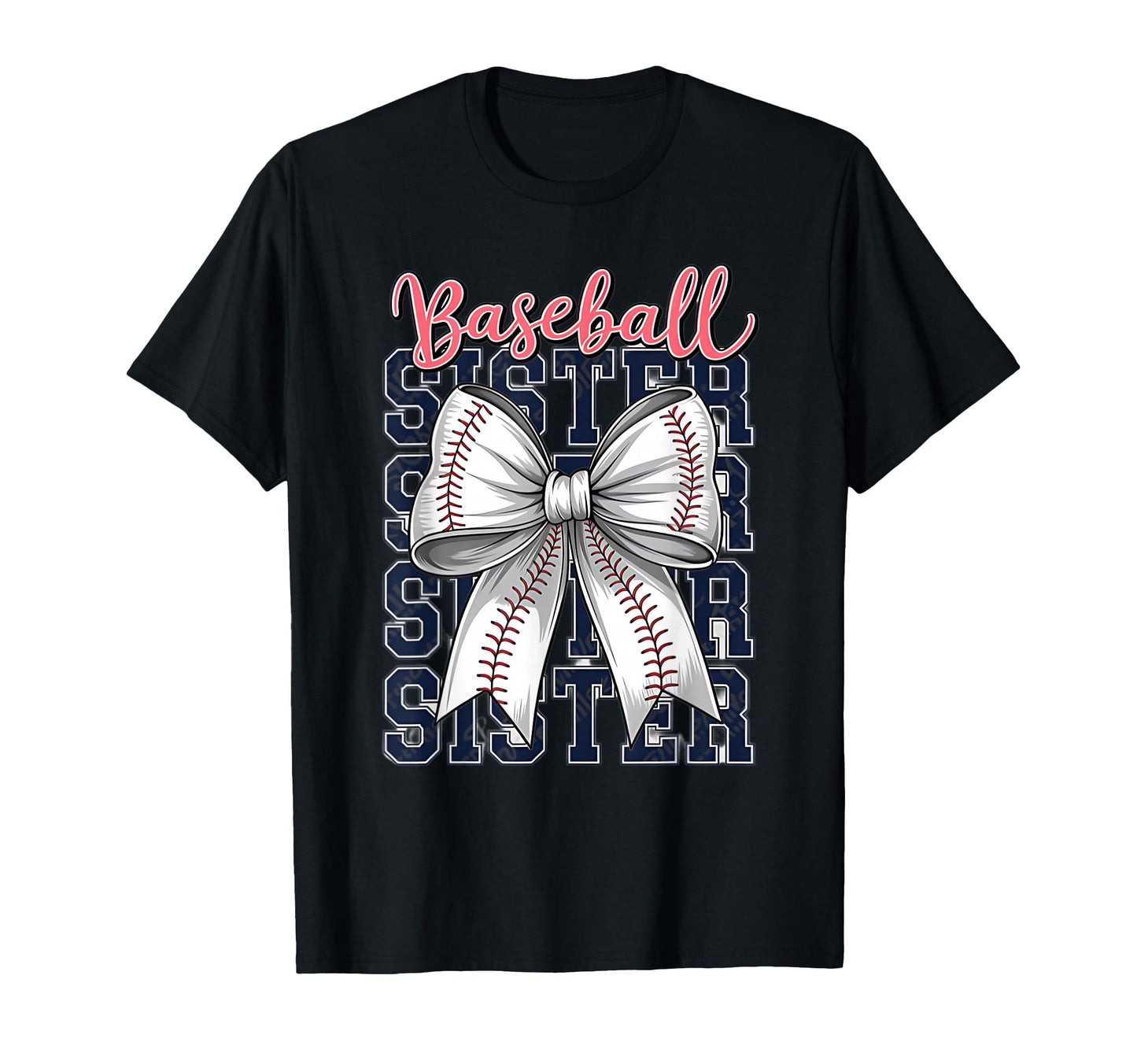 Baseball Sister Coquette Bow T-Shirt - Unique Graphic for Adults - T-Shirt, Sweatshirt, Hoodie