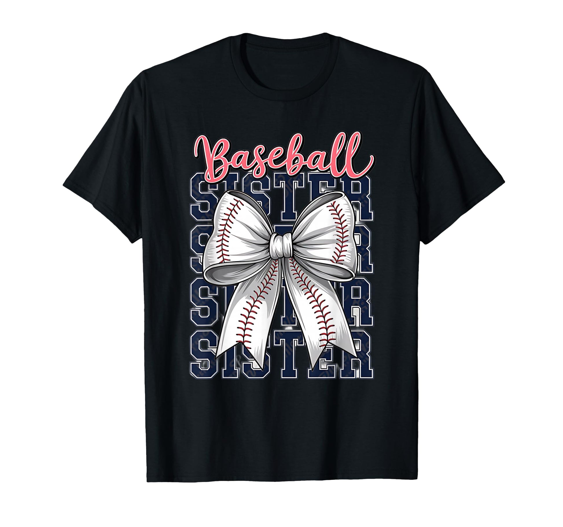 Baseball Sister Coquette Bow T-Shirt - Unique Graphic for Adults - T-Shirt, Sweatshirt, Hoodie