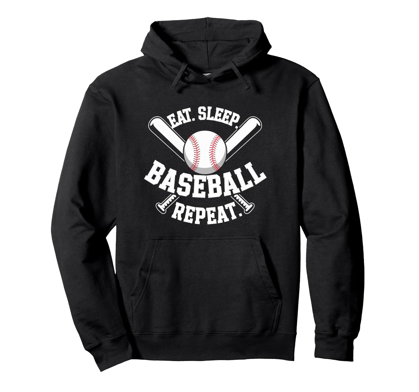 Eat Sleep Baseball Repeat Sports Fan Hoodie - Fun Novelty Design for Adults - T-Shirt, Sweatshirt, Hoodie