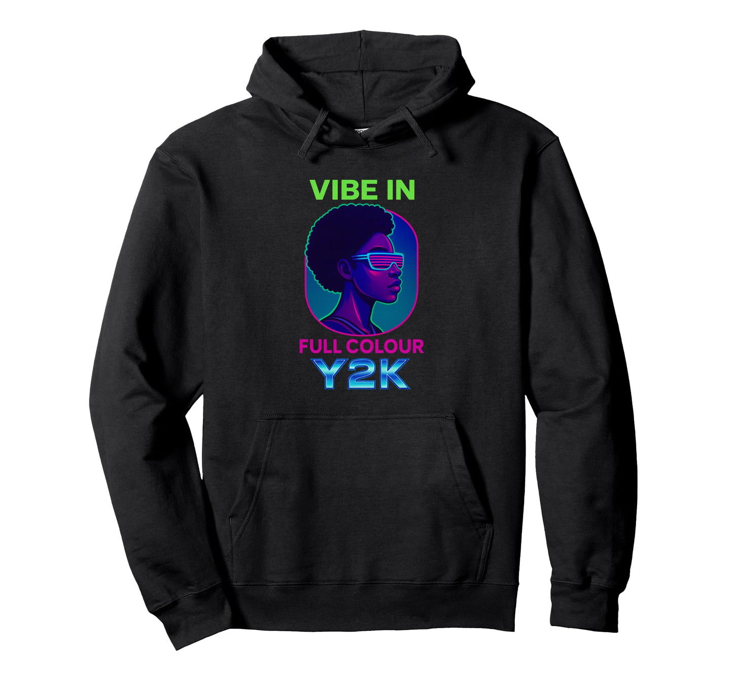 Vibe Full Colour Y2K Aesthetic Afro Hoodie - Aesthetic Graphic for Adults - T-Shirt, Sweatshirt, Hoodie