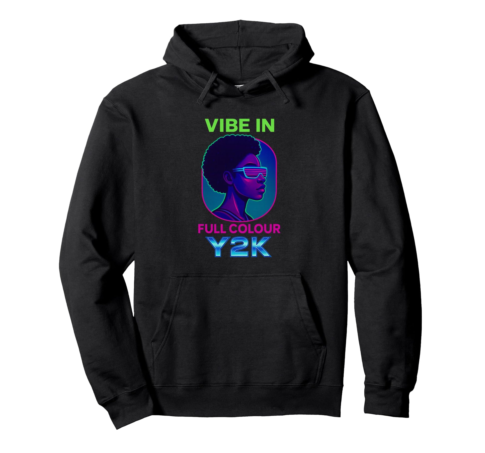 Vibe Full Colour Y2K Aesthetic Afro Hoodie - Aesthetic Graphic for Adults - T-Shirt, Sweatshirt, Hoodie