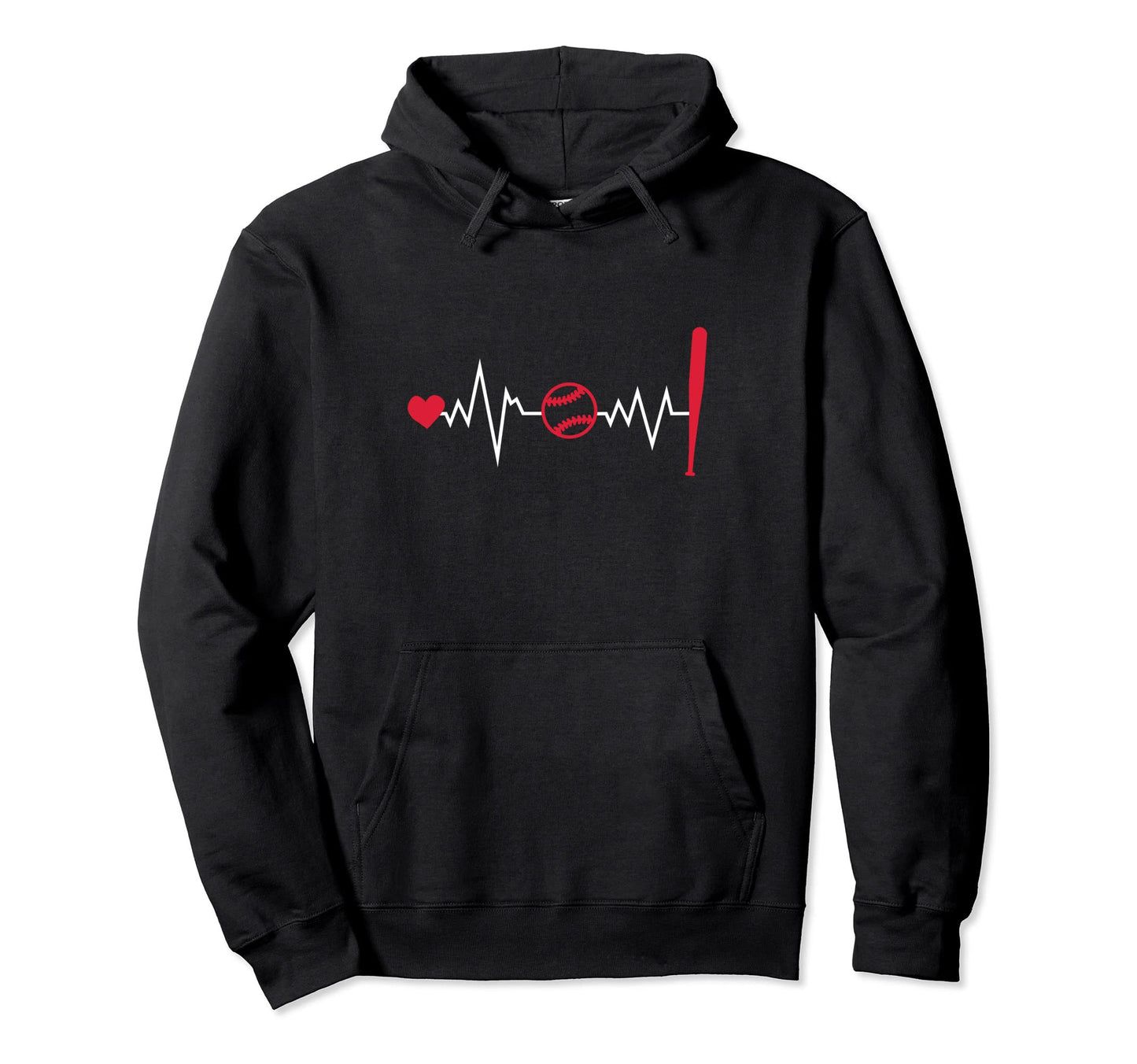 Ecg Heartbeat Softball Player Hoodie - Casual Everyday Wear Men Women - T-Shirt, Sweatshirt, Hoodie