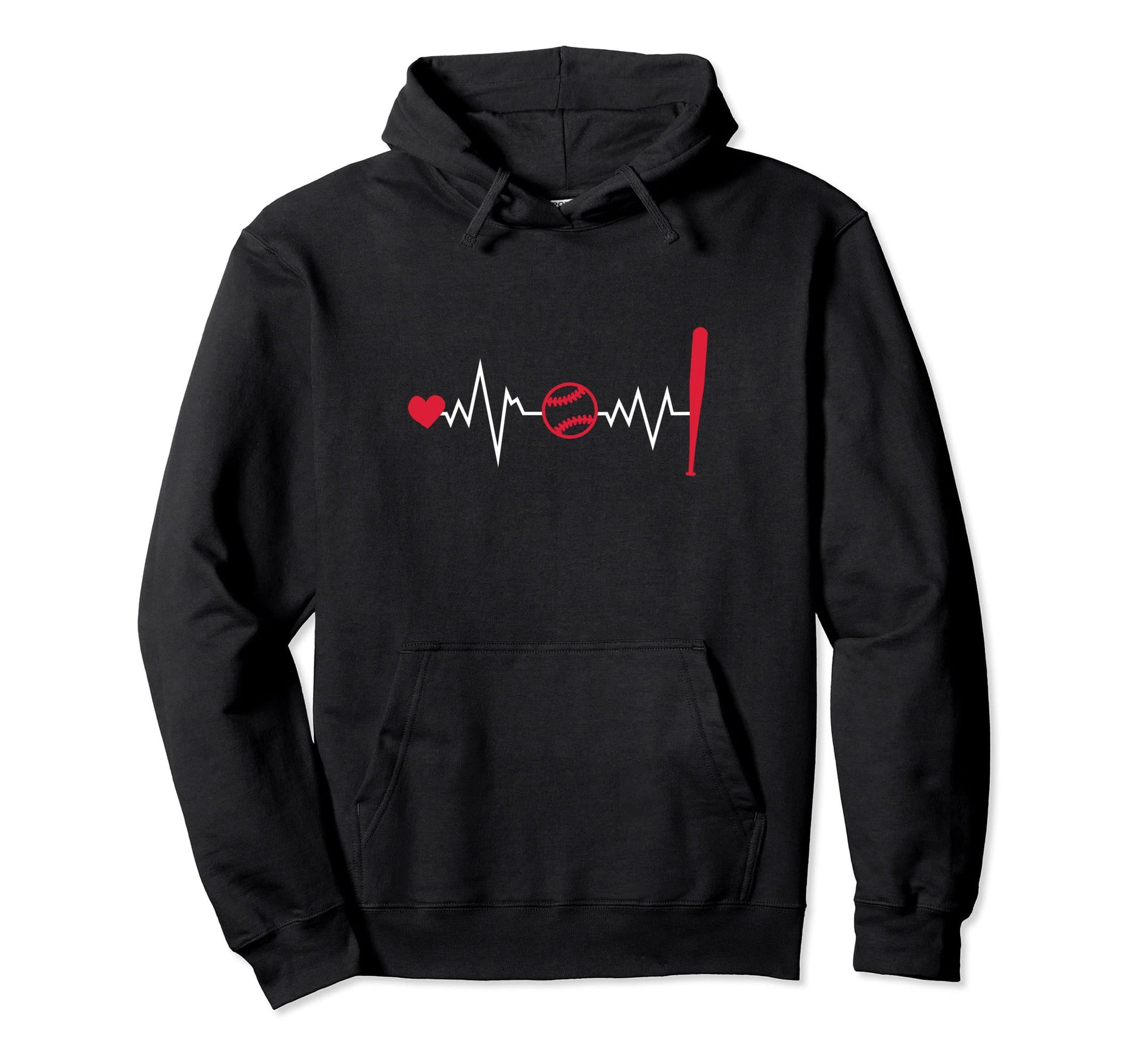 Ecg Heartbeat Softball Player Hoodie - Casual Everyday Wear Men Women - T-Shirt, Sweatshirt, Hoodie