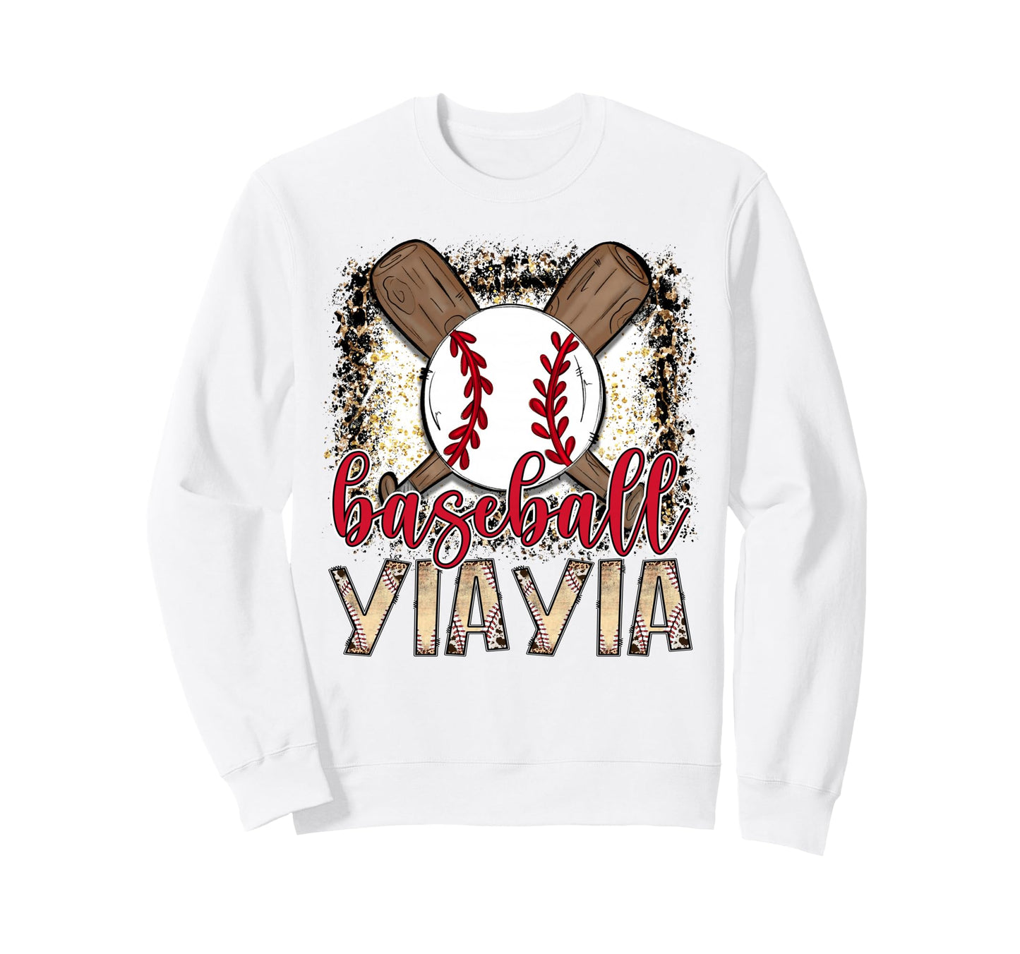 Baseball Yiayia Leopard Proud Sweatshirt - Minimalist Print for Adults - T-Shirt, Sweatshirt, Hoodie