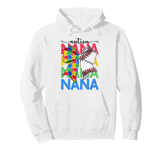 Autism Nana Autism Awareness Coquette Hoodie - Aesthetic Graphic Unisex - T-Shirt, Sweatshirt, Hoodie