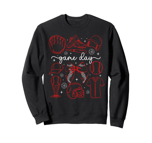 Baseball Game Day Coquette Game Day Sweatshirt - Unique Graphic Unisex - T-Shirt, Sweatshirt, Hoodie