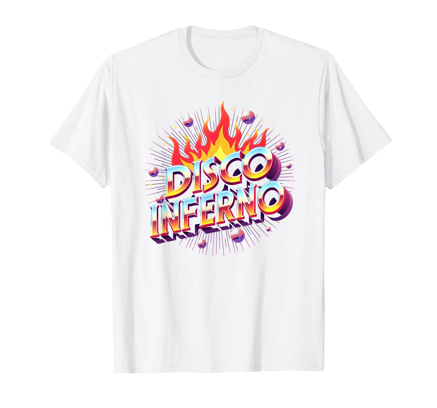 Disco Inferno Dance Party Fever Art White T-Shirt - Unique Graphic Unisex - T-Shirt, Sweatshirt, Hoodie