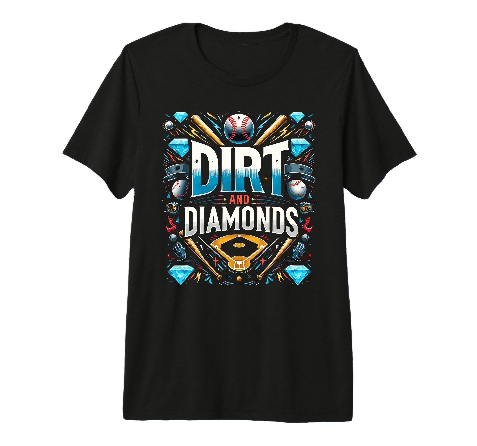 Dirt And Diamonds Baseball Baseball T-Shirt - Custom Art Print Unisex - T-Shirt, Sweatshirt, Hoodie