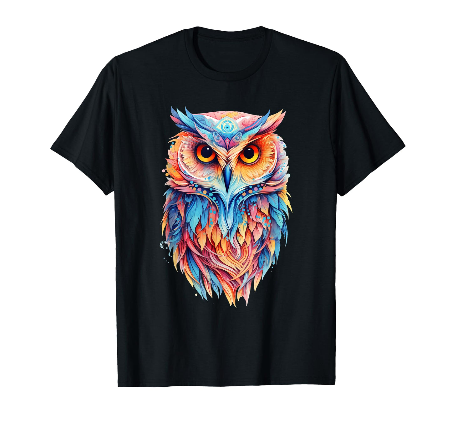 Owl Colorful Psychedelic Hippie Owl T-Shirt - Aesthetic Graphic Men Women - T-Shirt, Sweatshirt, Hoodie