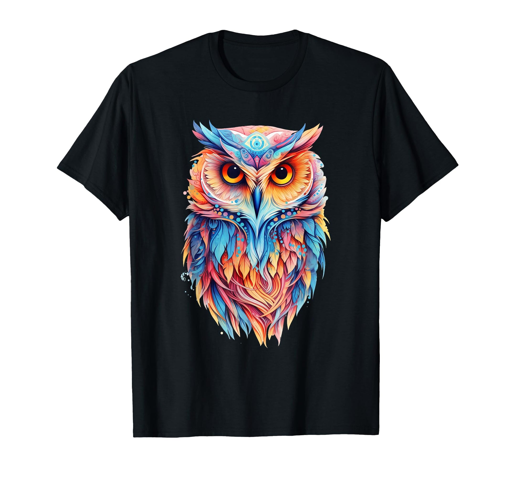 Owl Colorful Psychedelic Hippie Owl T-Shirt - Aesthetic Graphic Men Women - T-Shirt, Sweatshirt, Hoodie