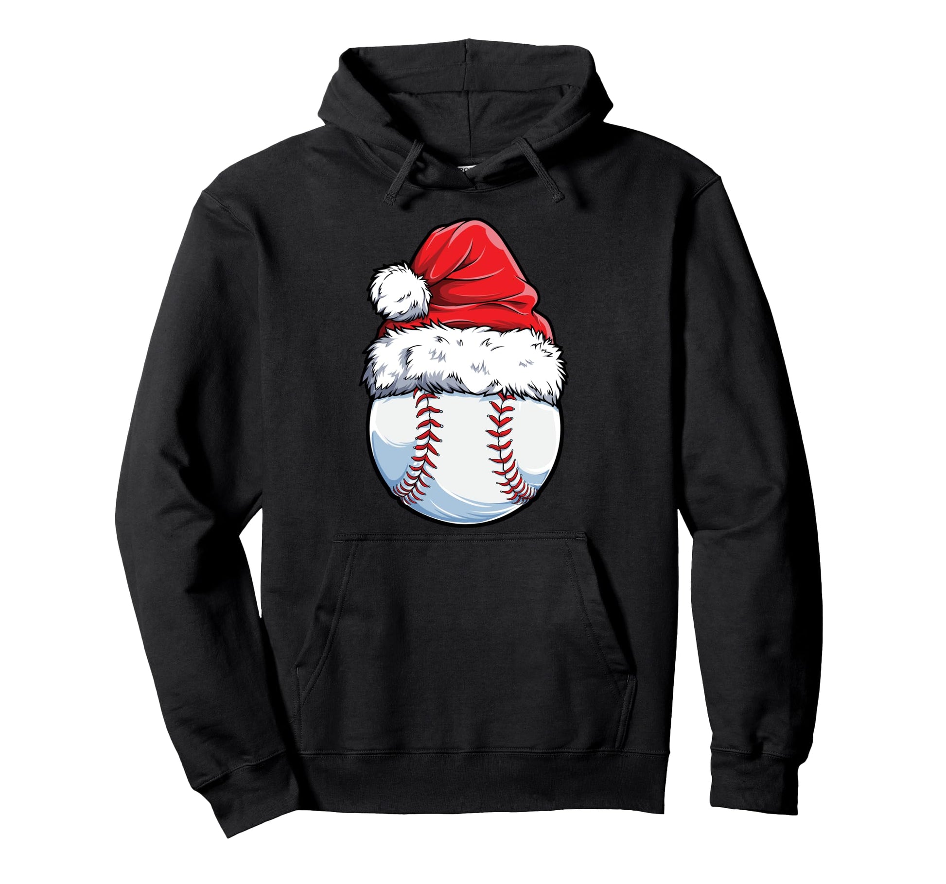 Baseball Ball Santa Hat Catcher Pitcher Hoodie - Graphic Print Men Women - T-Shirt, Sweatshirt, Hoodie