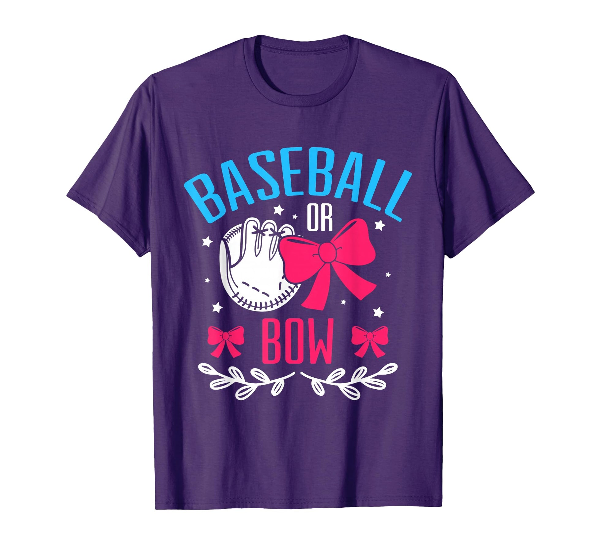 Baseball Or Bow Gender Reveal Party T-Shirt - Custom Art Print for Adults - T-Shirt, Sweatshirt, Hoodie