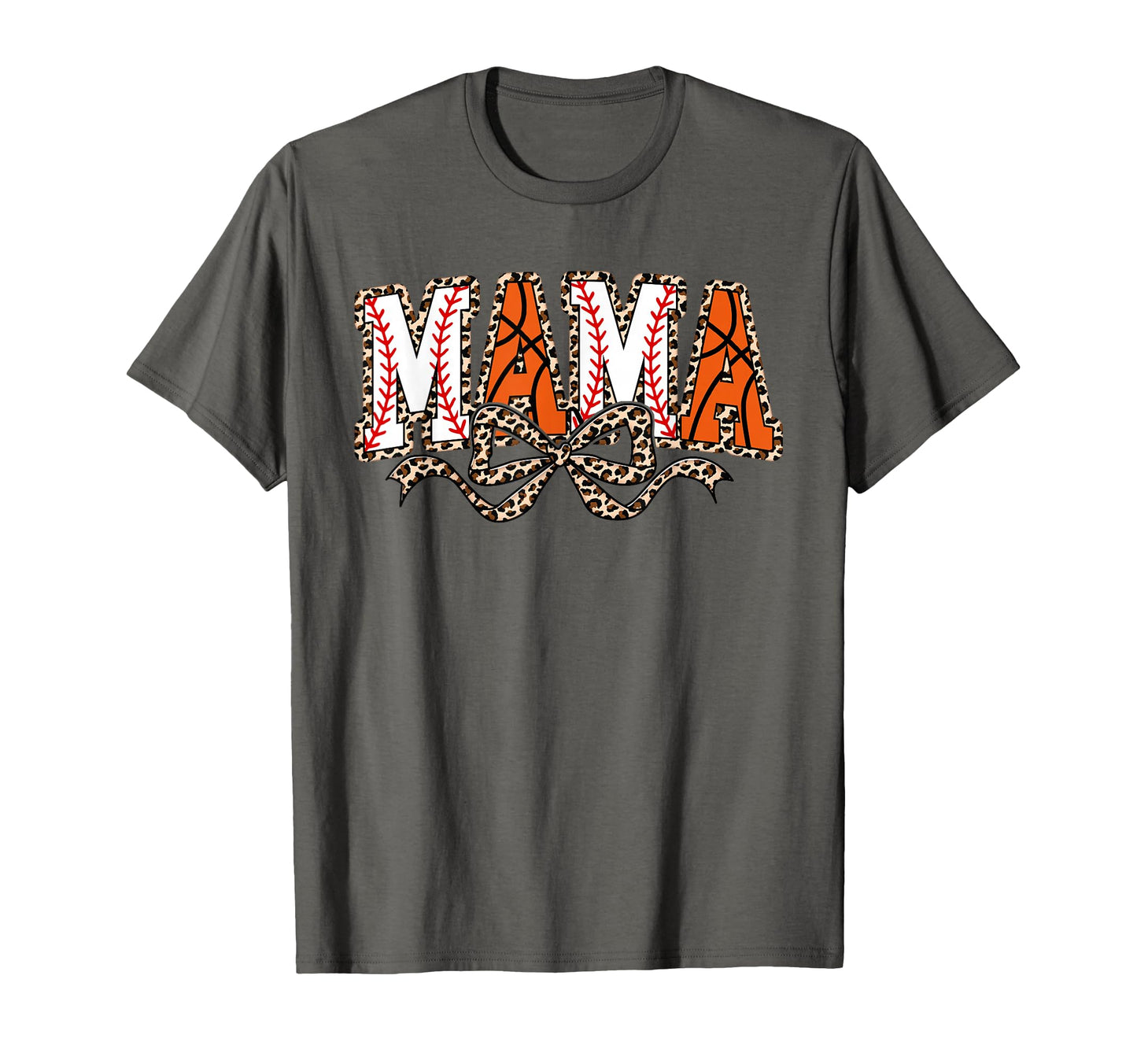 Leopard Baseball Basketball Mama Bow T-Shirt - Unique Graphic Men Women - T-Shirt, Sweatshirt, Hoodie
