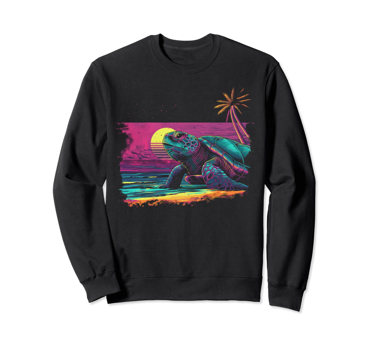 Turtle Vaporwave Aesthetic Synthwave Sweatshirt - Unique Graphic Unisex - T-Shirt, Sweatshirt, Hoodie