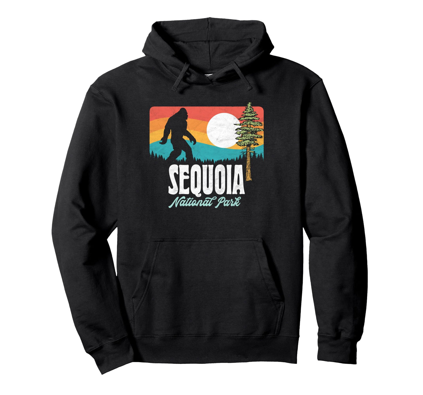Sequoia National Park Bigfoot Mountains Tree Hoodie - Unique Graphic Unisex - T-Shirt, Sweatshirt, Hoodie