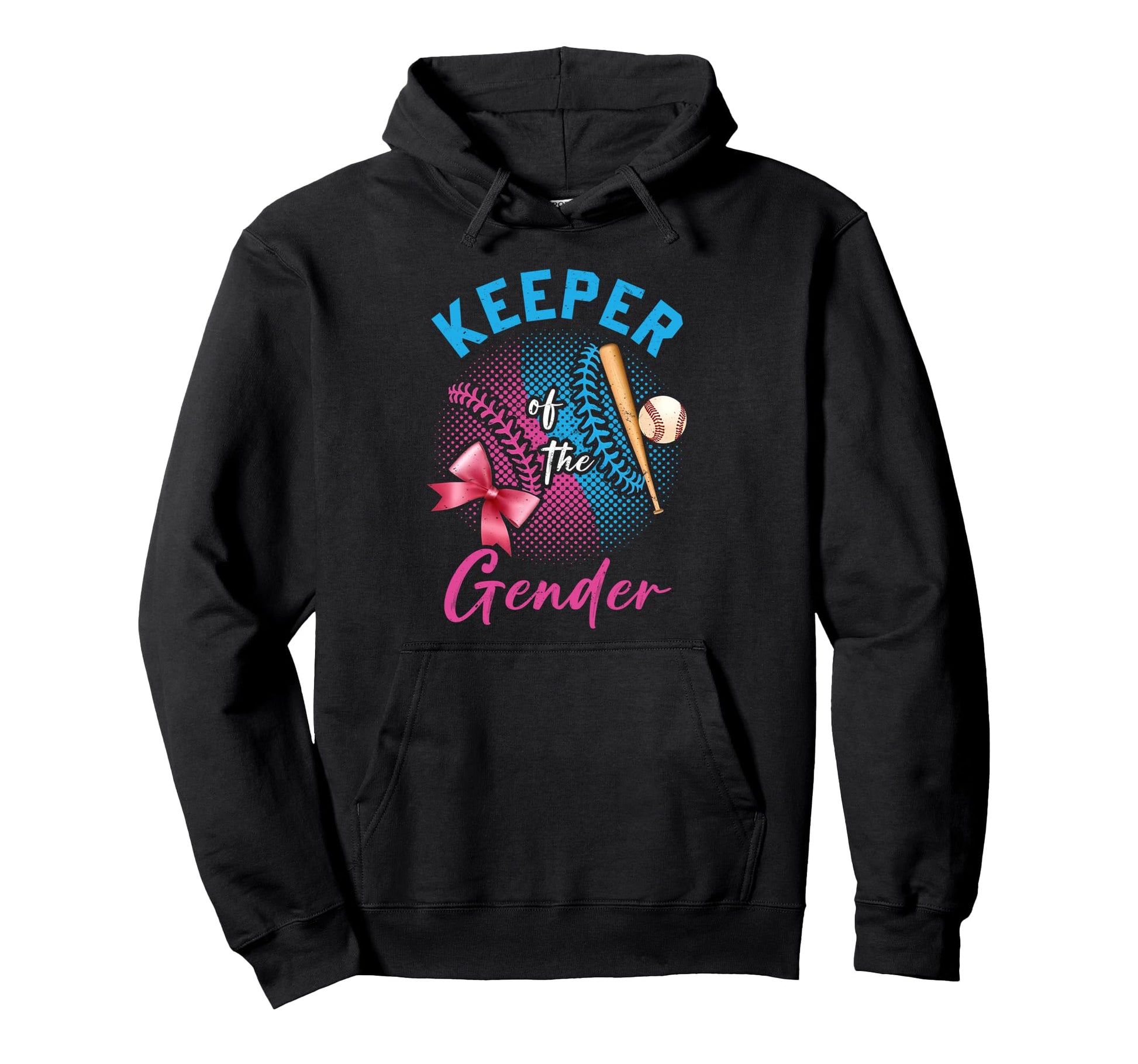 Keeper Gender Baseball Or Bows Gender Reveal Hoodie - Graphic Print Unisex - T-Shirt, Sweatshirt, Hoodie