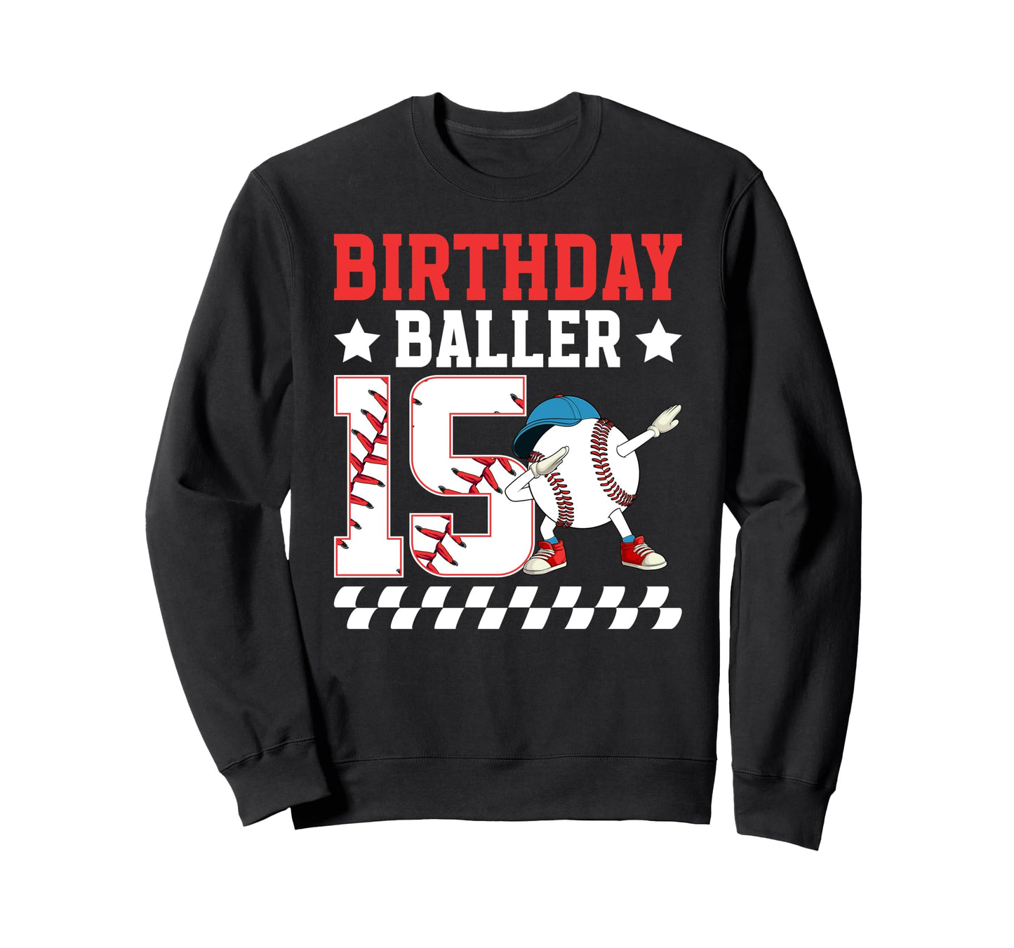 15Th Baseball Birthday Fifteen Sweatshirt - Minimalist Print for Adults - T-Shirt, Sweatshirt, Hoodie